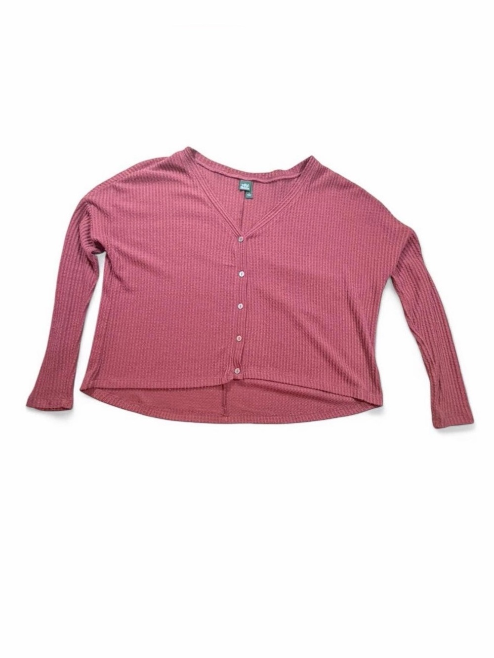 Wild Fable Dusty Pink Ribbed Cropped Cardigan Button Front Size Small